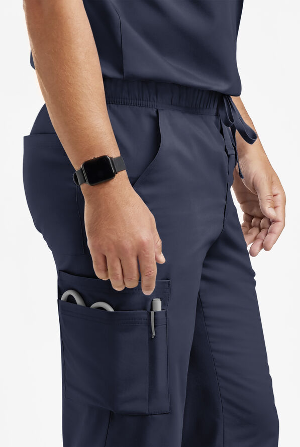 Butter-Soft Originals Men's 9-Pocket Straight Leg Cargo Scrub Pants - Navy - 2
