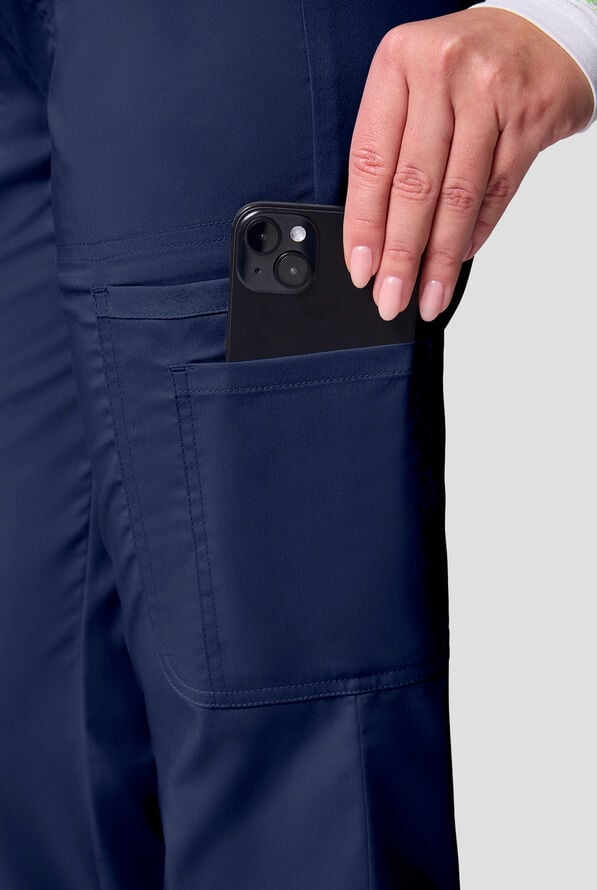 Cherokee Workwear Revolution Women's 12-Pocket STRETCH Drawstring Straight pant - Navy - 4