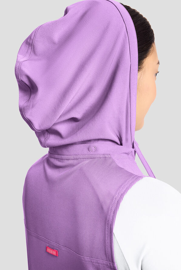 Med Couture Amp Women's 4-Pocket STRETCH Zip Front Removable Hoodie Scrub Vest - Digital Lavendar - 5