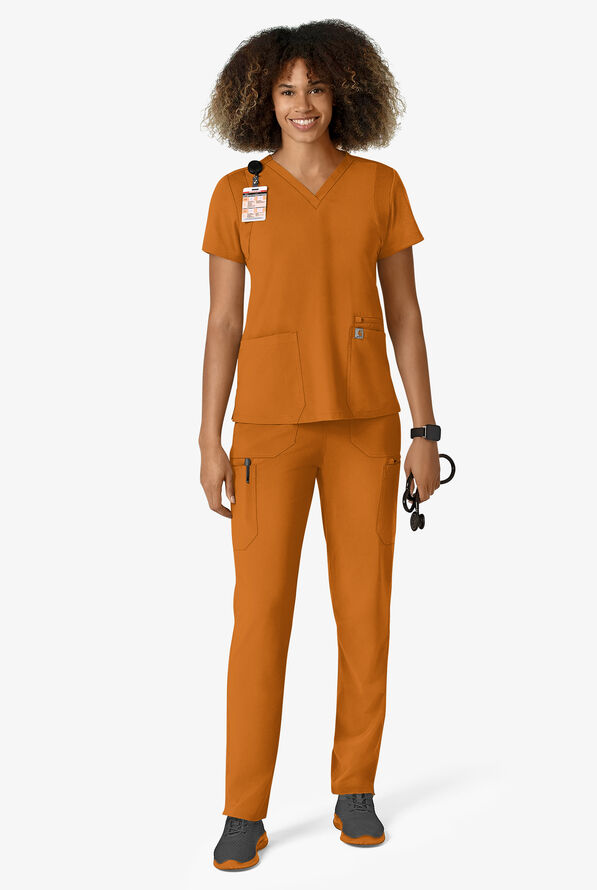 Carhartt Cross-Flex Force Women's 6-Pocket STRETCH Convertible Drawstring Cargo Scrub Pants - Fox Brown - 4