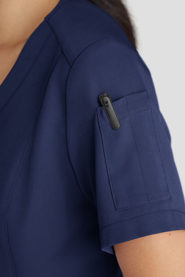 ReSurge Ruby Women's 5-Pocket Curved V-Neck Top - Navy - 4