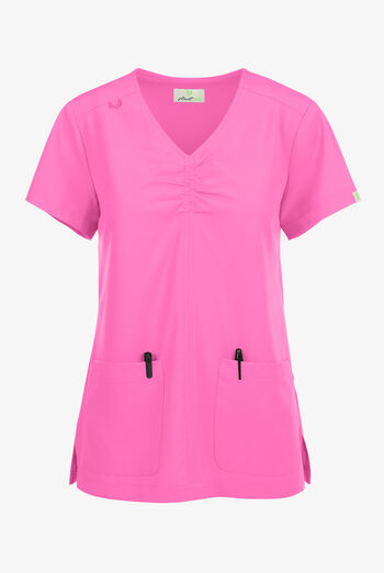 Planet koi Enik Women's 2-Pocket STRETCH Rouched V-Neck Scrub Top