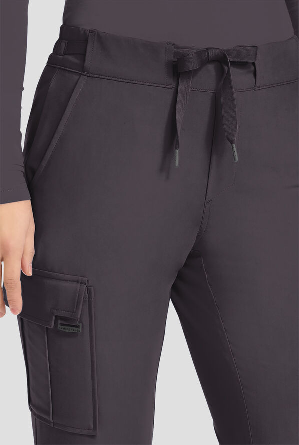 Healing Hands Quest Blair Women's 6-Pocket STRETCH Flare Leg Drawstring Cargo Scrub Pants - Pewter - 2