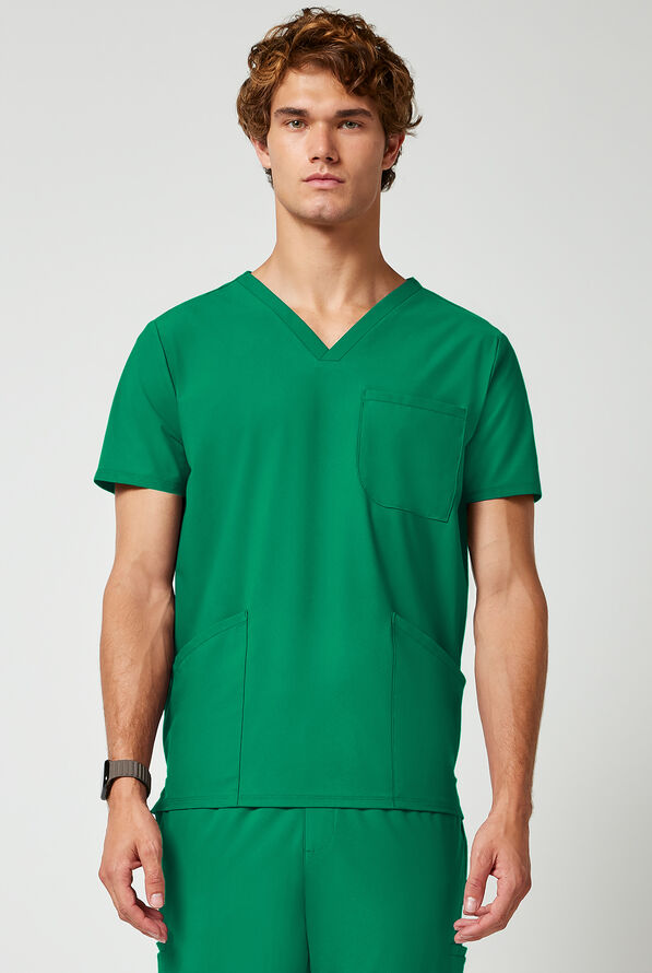 Camisa m&eacute;dica Infinity PURSUIT STRETCH con cuello en V y 3 bolsillos para hombre - Retro Green - 5