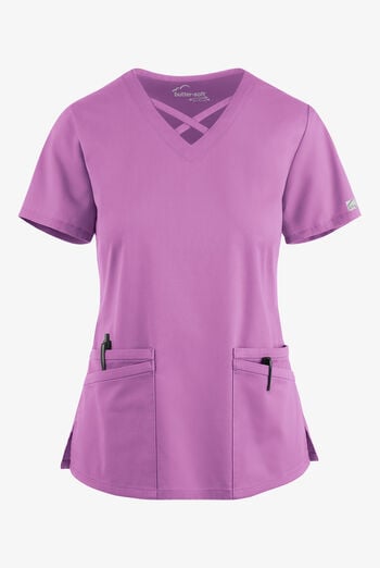 Blusa m&eacute;dica UA Butter-Soft STRETCH con lazos entrecruzados y 4 bolsillos para mujer