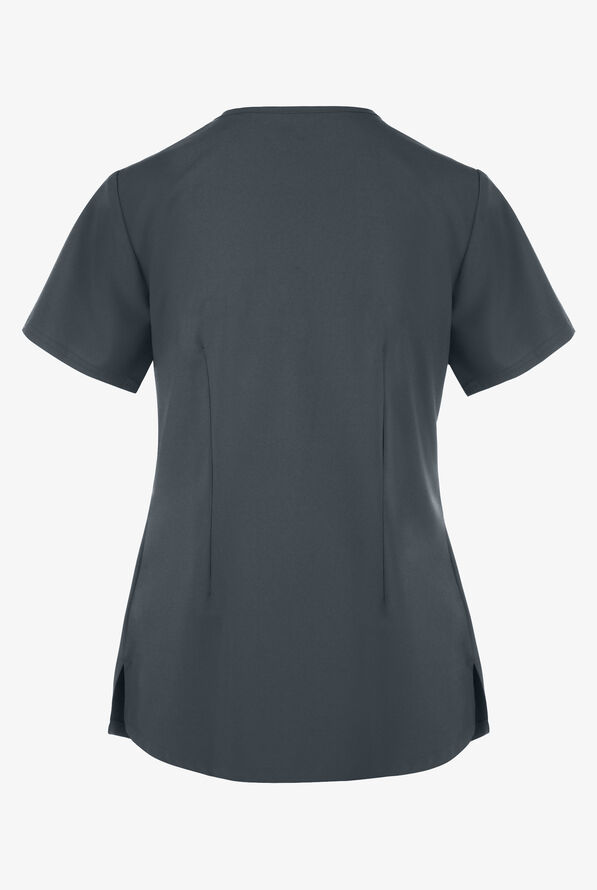 Blusa m&eacute;dica Easy STRETCH Leila con ojales con lazos y 3 bolsillos para mujer - Pewter - 4