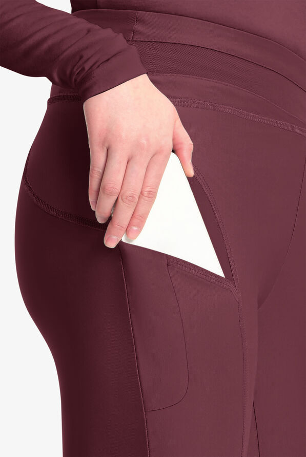 Infinity GNR8 Kinetic Knit Women's 3-Pocket STRETCH High Waisted Mesh Overlay Legging Scrub Pants - Plum Velvet - 2