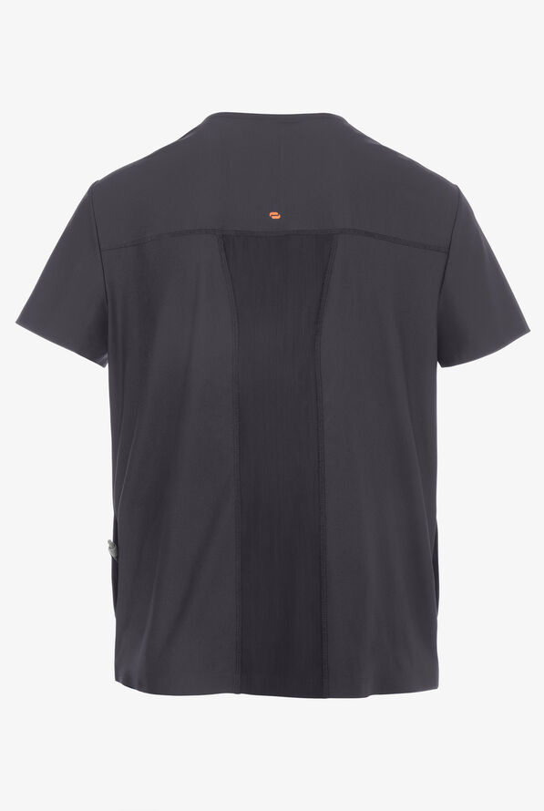 Infinity GNR8 Kinetic Knit Men's 3-Pocket STRETCH Zip Chest Pocket Crossover V-Neck Scrub Top - Pewter - 2