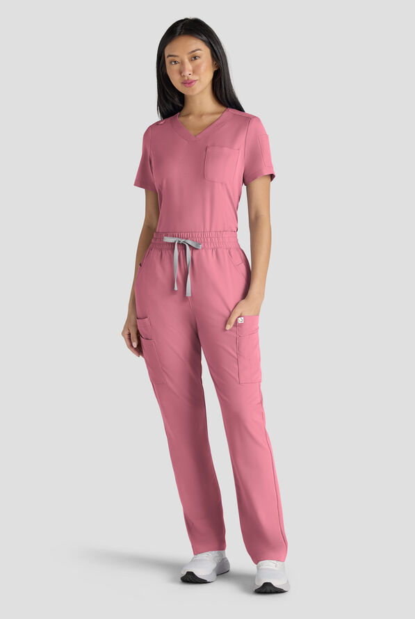Pantal&oacute;n m&eacute;dico ReSurge Topaz con cord&oacute;n ajustable y 11 bolsillos para mujer - Tea Rose - 8