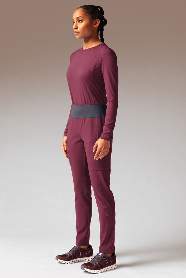 Hypothesis Dynama Y-Pant Women&rsquo;s 7-Pocket Yoga-Inspired Scrub Pant - Wine/Pewter - 3