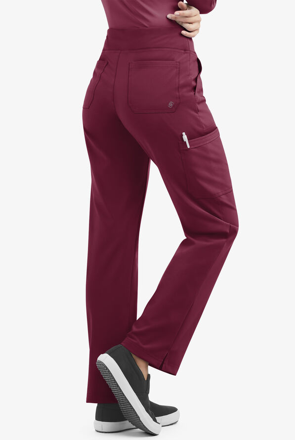 Pantalón médico Easy STRETCH tall Sienna estilo yoga con 5 bolsillos para mujer - Wine - 2