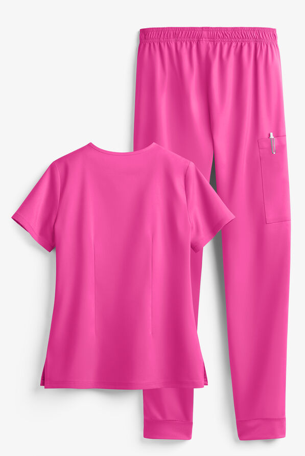 Tafford Active STRETCH Women's 5-Pocket Jogger Scrub Set - Glam Pink - 2