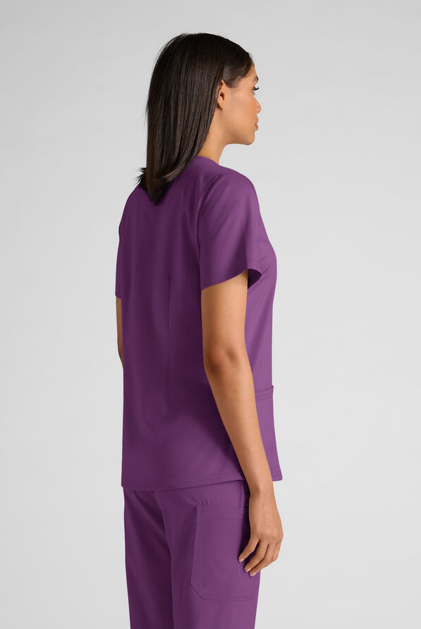Butter-Soft STRETCH FLXTEK+ Women's 4-Pocket V-Neck Scrub Top - Eggplant - 2