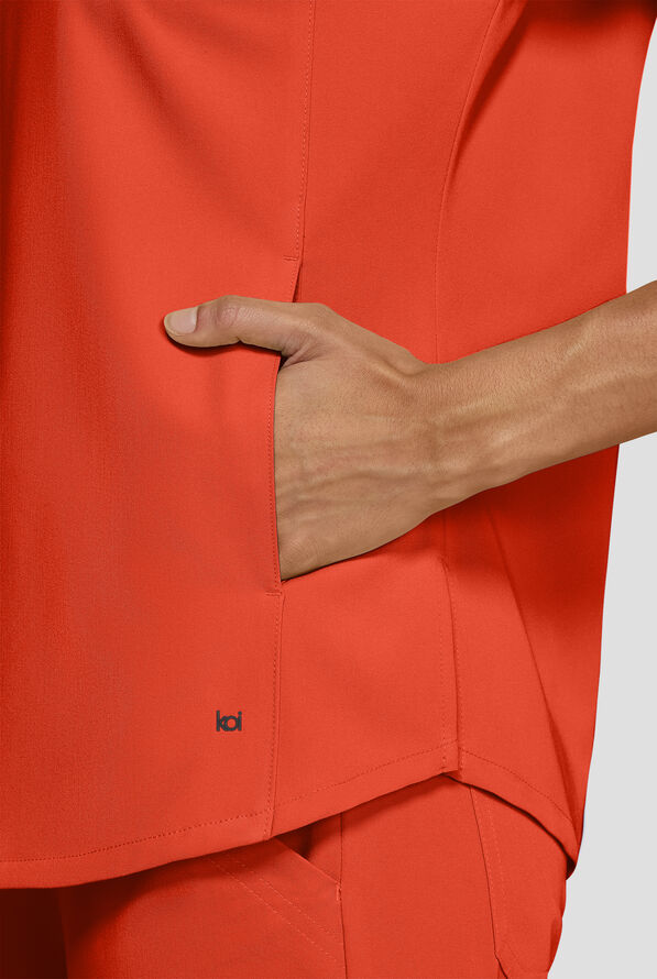 koi Next Gen Superhuman Women's 2-Pocket STRETCH Dolman Sleeve Scrub Top - Burnt Umber - 5