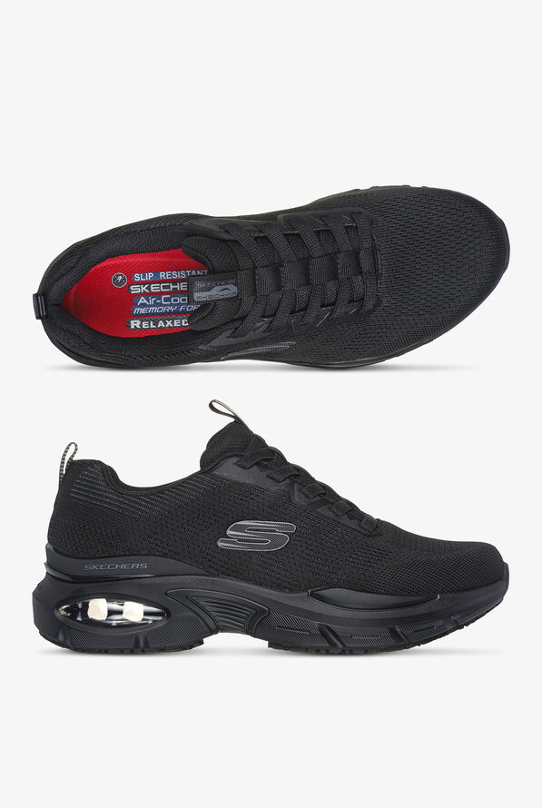 Skechers Work Men's SKECH-AIR VENTURA SR Black Bungee Athletic Slip On Shoes - Black - 1