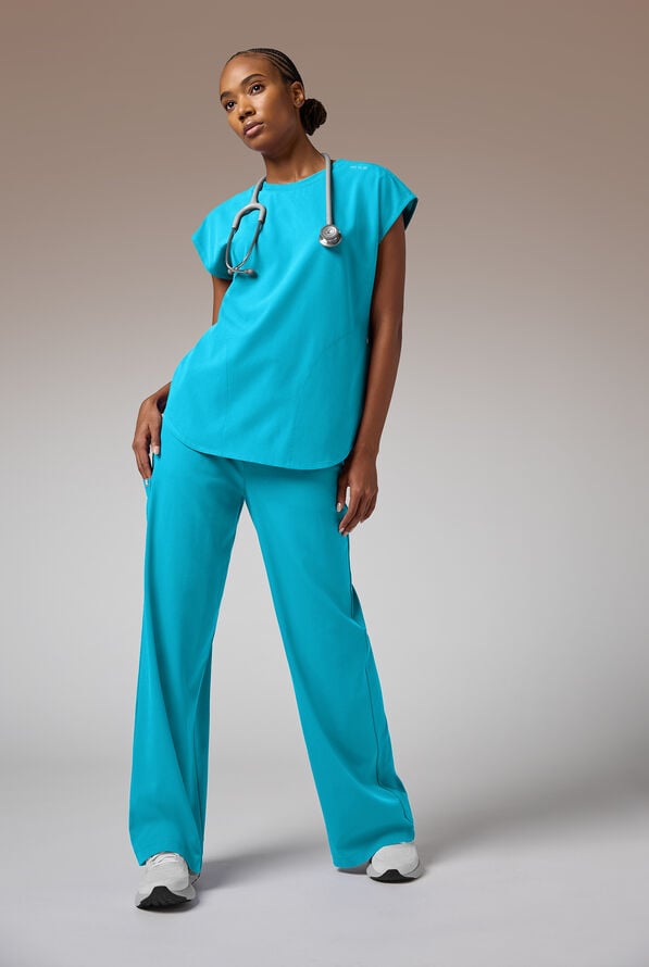 Blusa m&eacute;dica Hypothesis DM Crew de corte holgado con mangas dolm&aacute;n y 2 bolsillos para mujer - Turquoise - 6