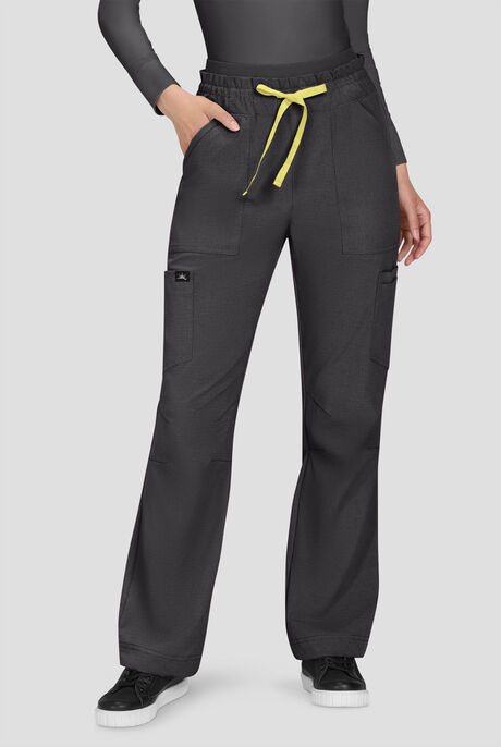 koi Solis Freda Women's 8-Pocket STRETCH Rib-Knit Double Waist Straight Leg Cargo Scrub Pant