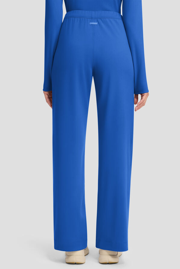 Cherokee Achieve Women's 3-Pocket STRETCH Wide Leg Pull-On Knit Scrub Pants - Royal - 3