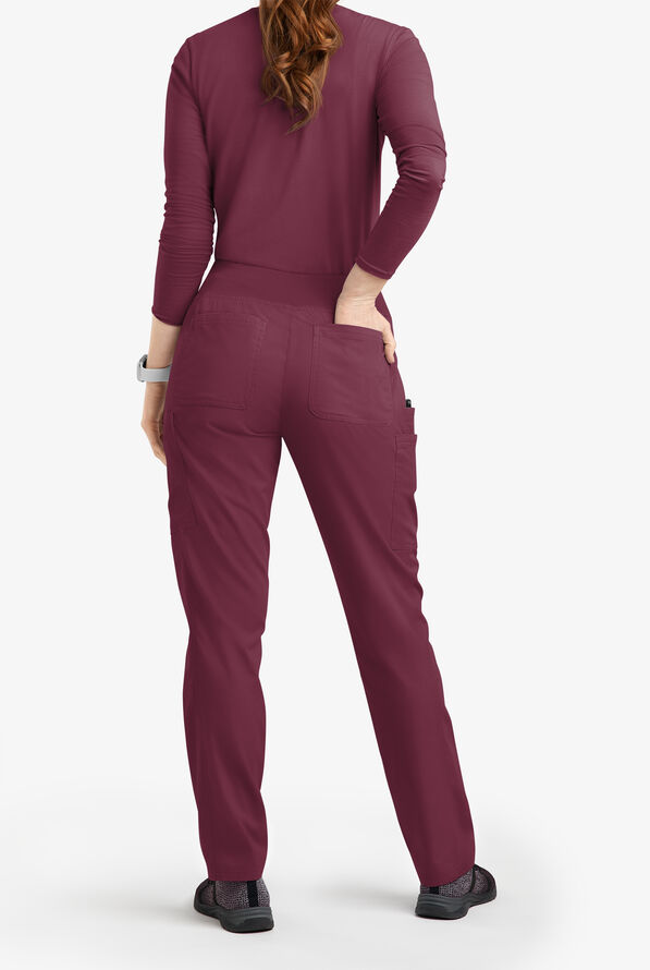 Pantal&oacute;n m&eacute;dico Butter-Soft Originals de tiro medio estilo yoga con piernas entalladas y 5 bolsillos para mujer - Wine - 3