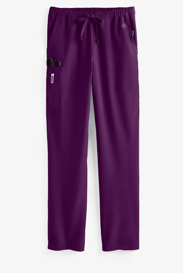 Easy STRETCH Morgan Unisex 5-Pocket Drawstring Scrub Pants - Eggplant - 1