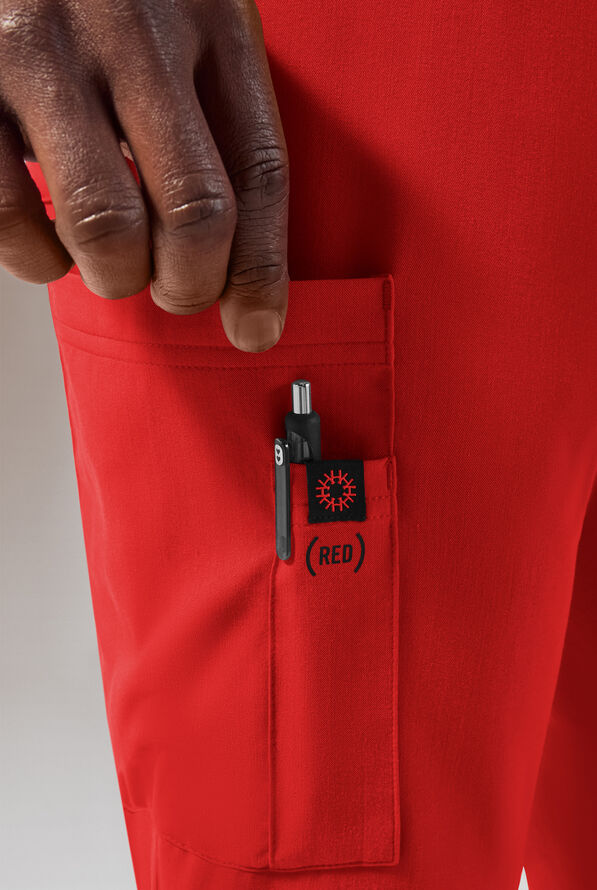 Pantal&oacute;n m&eacute;dico Hypothesis (RED) STRETCH estilo cargo con piernas rectas y 8 bolsillos para hombre - (Red) - 2