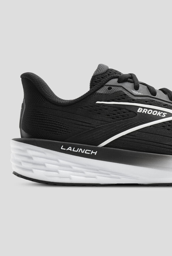 Brooks Men's Launch 12 Black/Grey/White Athletic Lace Up Shoes - null - 4