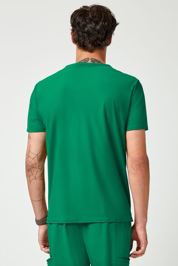 Camisa m&eacute;dica Infinity PURSUIT STRETCH con cuello en V y 3 bolsillos para hombre - Retro Green - 4