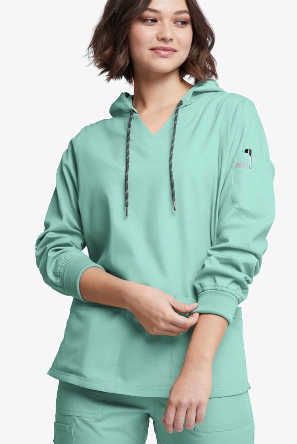 Sudadera médica manga larga Butter-Soft Originals con capucha y 5 bolsillos para mujer - Water Mint - 2