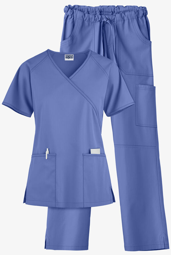 Conjunto médico Strictly Scrubs estilo cargo con 8 bolsillos para mujer - Ceil Blue - 1
