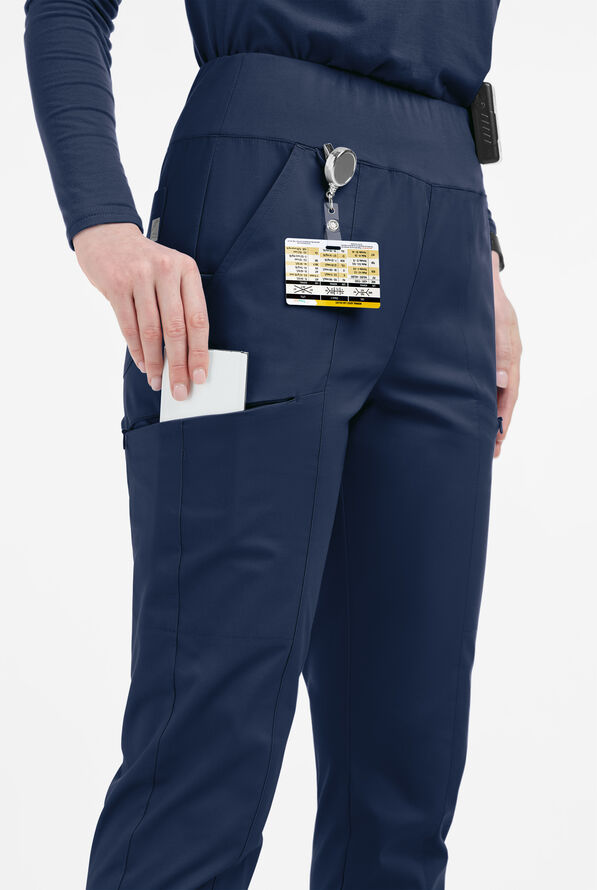Pantalón médico Butter-Soft de tiro alto con piernas delgadas estilo yoga y 6 bolsillos para mujer - Navy - 2