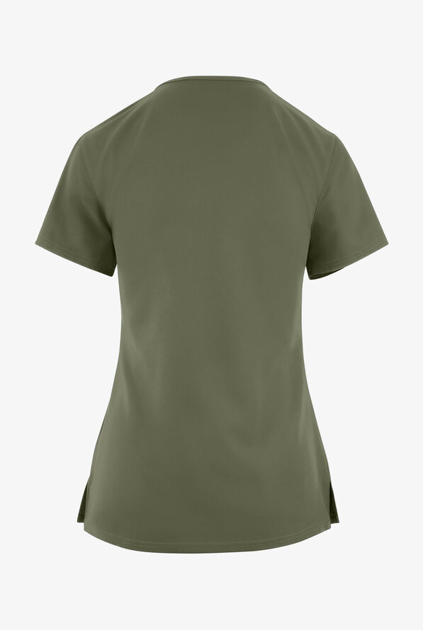 Blusa m&eacute;dica Med Couture Insight con cuello en V y 4 bolsillos para mujer - Olive - 4