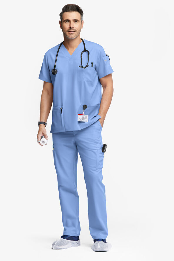 Butter-Soft Originals Men's 9-Pocket Straight Leg Cargo Scrub Pants - Ceil Blue - 4