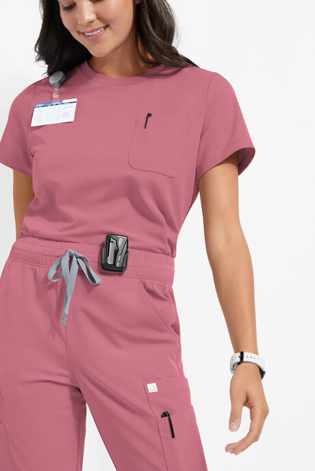 Blusa médica ReSurge Citrine con cuello curvo para mujer