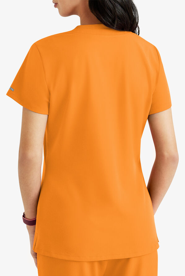 Skechers by Barco Dignity Women's 1-Pocket STRETCH Tuck In V-Neck Scrub Top - Bright Marigold - 3
