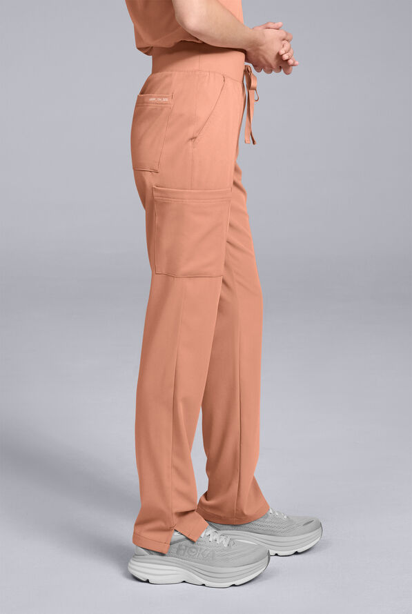 Hypothesis Women's Base 7-Pocket Straight Leg Cargo Scrub Pant - Petite - Earth - 1