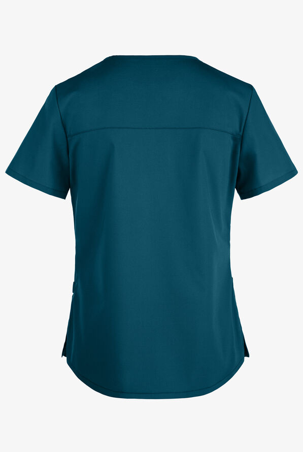 Cherokee Workwear Professionals Women's 3-Pocket STRETCH V-Neck Scrub Top - Caribbean Blue - 2