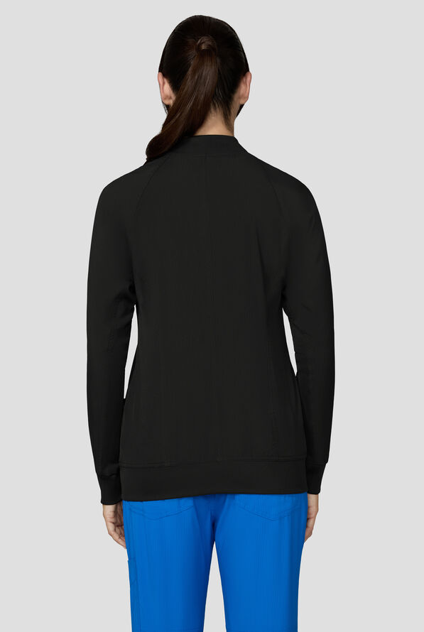 koi Essentials Athena Women's 5-Pocket Zip Front Scrub Jacket - Black - 4
