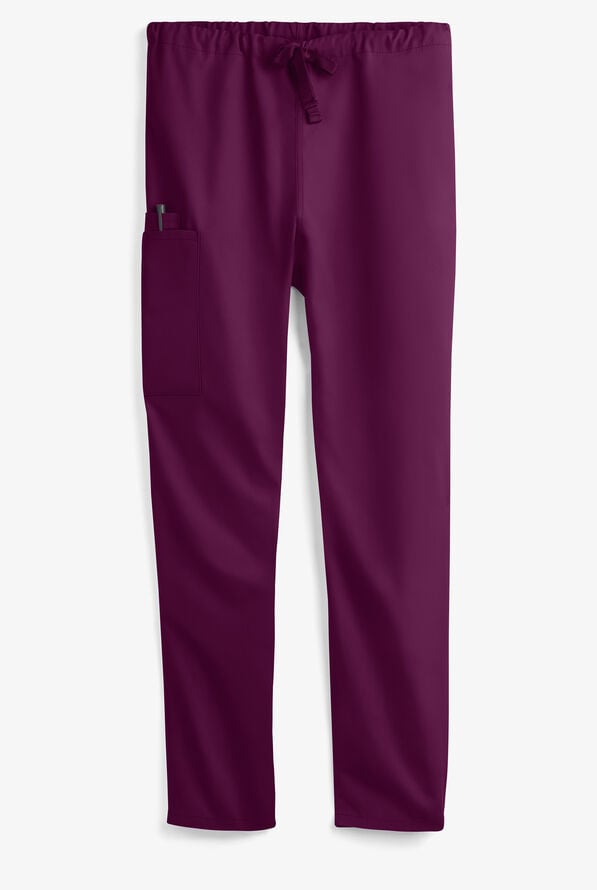 UA Best Buy Scrubs Unisex 3-Pocket Drawstring Pant - Short - Wine - 1