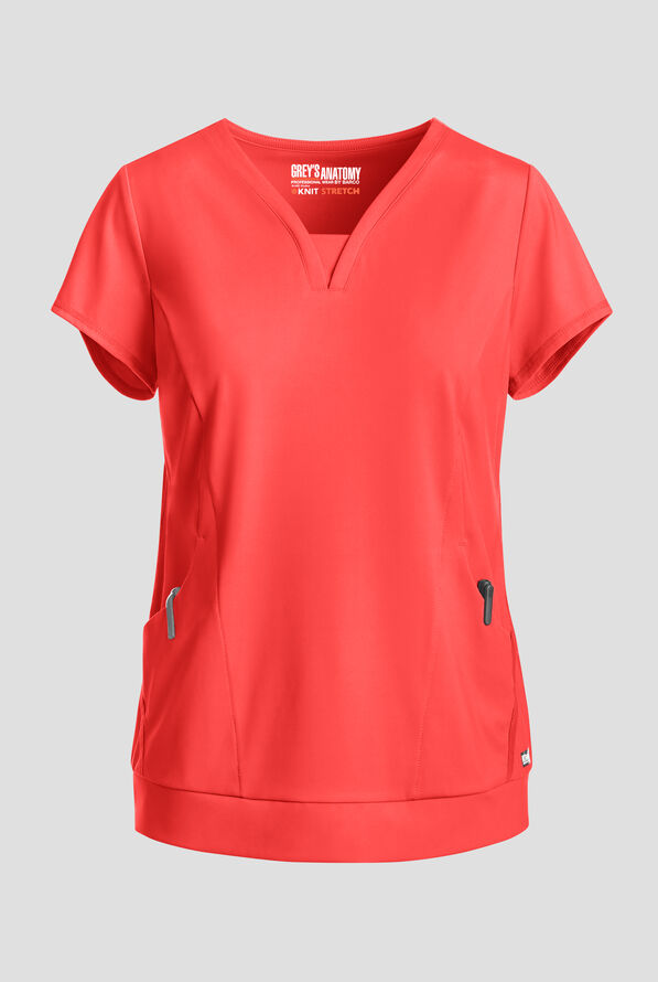 Blusa m&eacute;dica Grey's Anatomy by Barco Spandex Knit Motivate STRETCH con cuello en V y 2 bolsillos para mujer - Radiant Coral - 1