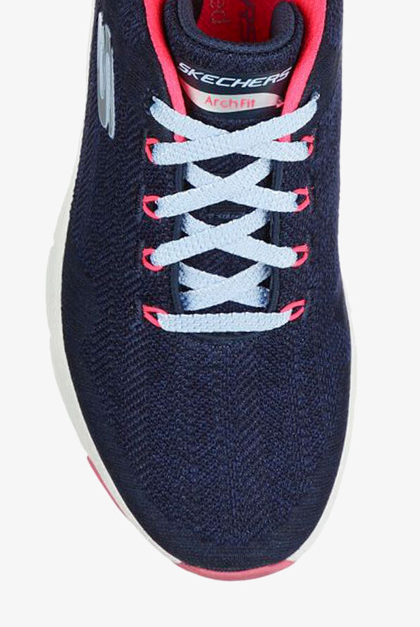 Skechers Sport Women's Arch Fit Comfy Wave Navy/Hot Pink Trim Athletic Lace Up Nursing Shoes - null - 3