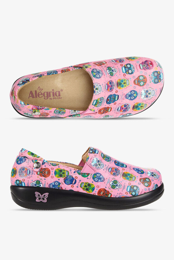 Alegria Women's Keli Sugar Skulls Pink Nursing Slip On Shoes - null - 1
