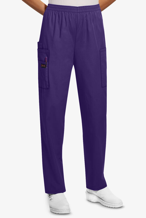 Cherokee Workwear Women's 4-Pocket Elastic Waist Utility Scrub Pants - Tall - Grape - 1