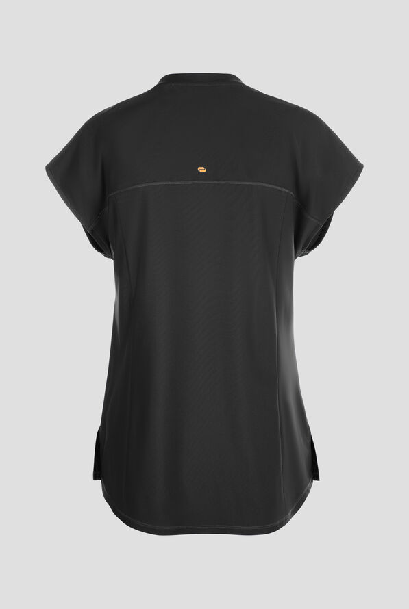 Infinity GNR8 Kinetic Knit Women's 3-Pocket STRETCH Dolman Tunic Rounded Notch Neck Scrub Top - Black - 3