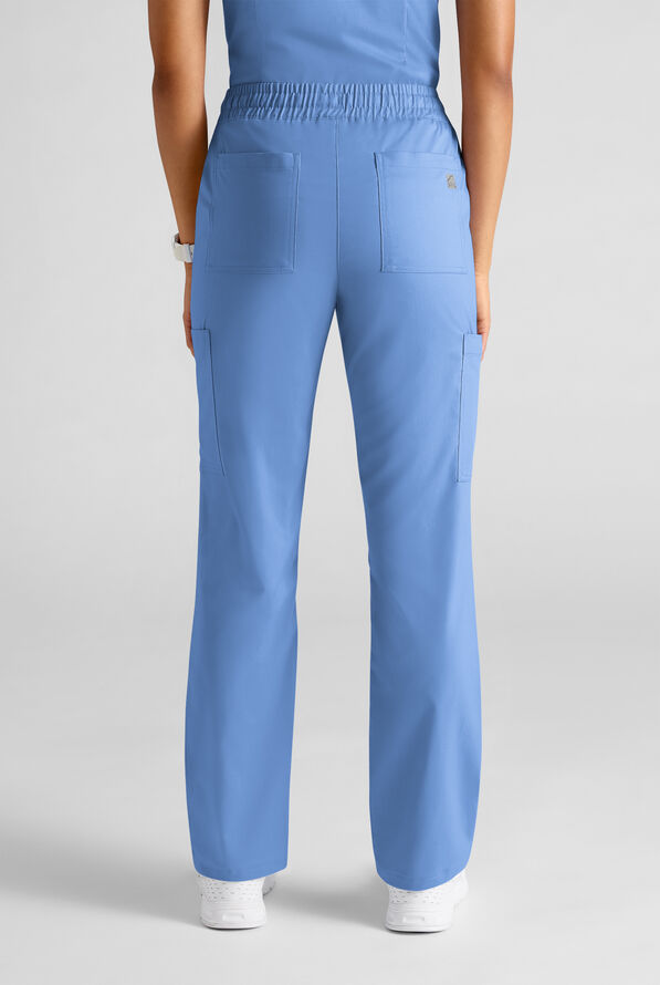 Butter-Soft STRETCH FLXTEK+ Women's 8-Pocket Straight Leg Cargo Scrub Pants - Ceil Blue - 2