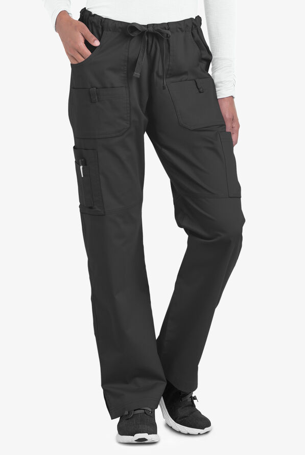 Butter-Soft STRETCH Women's 10-Pocket Drawstring Scrub Pants - Tall - Black - 1