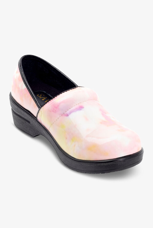 Savvy Women's Brandy Peace Tie Dye Patent Leather Nursing Clogs - null - 5