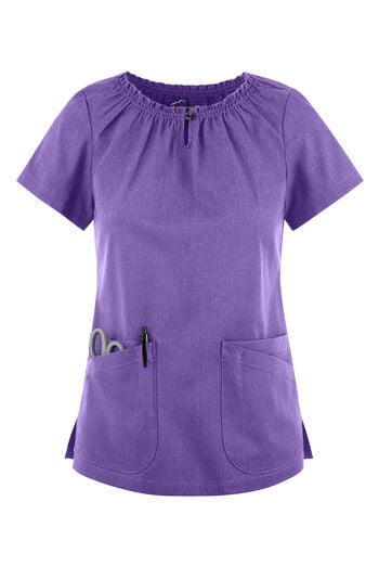 Blusa m&eacute;dica UA Butter-Soft STRETCH estilo campesina con mangas cortas y 6 bolsillos para mujer
