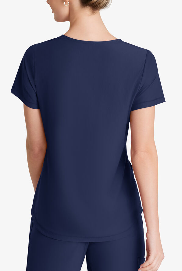Skechers by Barco Slip-ins Serene Women's 3-Pocket STRETCH Gusset V-Neck Scrub Top - Navy - 2