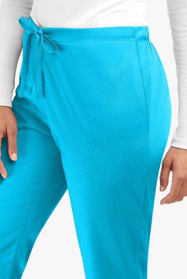 Cherokee Workwear Women's 3-Pocket Flare Leg Drawstring Scrub Pants - Tall - Turquoise - 2