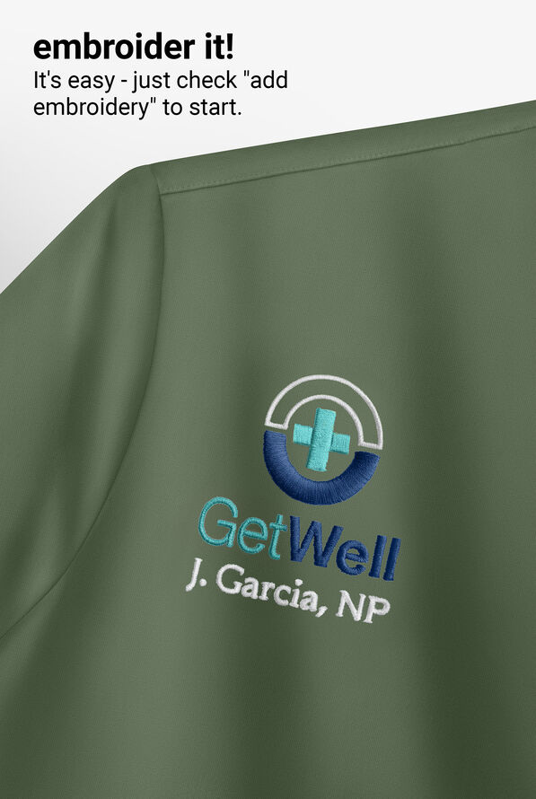 Camisa m&eacute;dica Dickies EDS Signature STRETCH con cuello en V y 5 bolsillos para hombre - Olive - 4